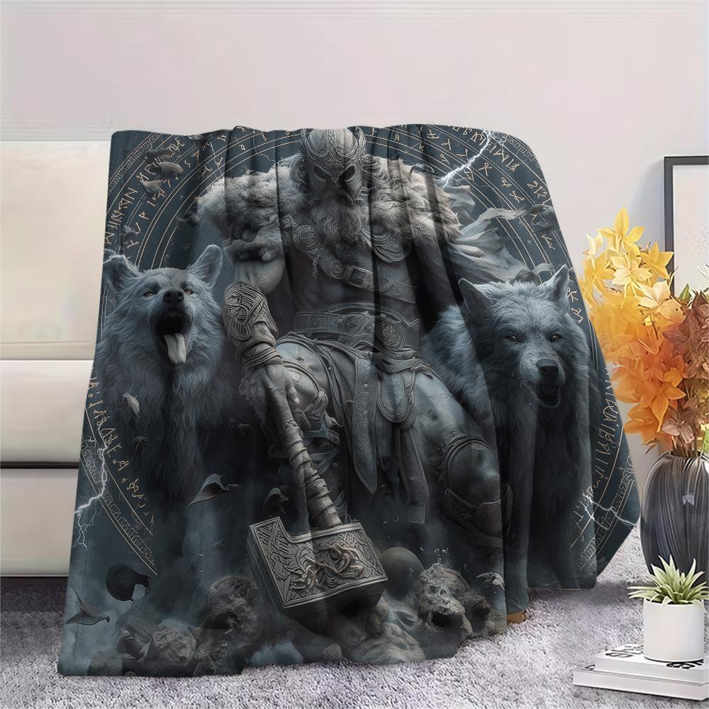 Viking Warrior  Print Flannel Blanket, High quality Comfortable for All Seasons, Home Decor, Warmth and Comfort