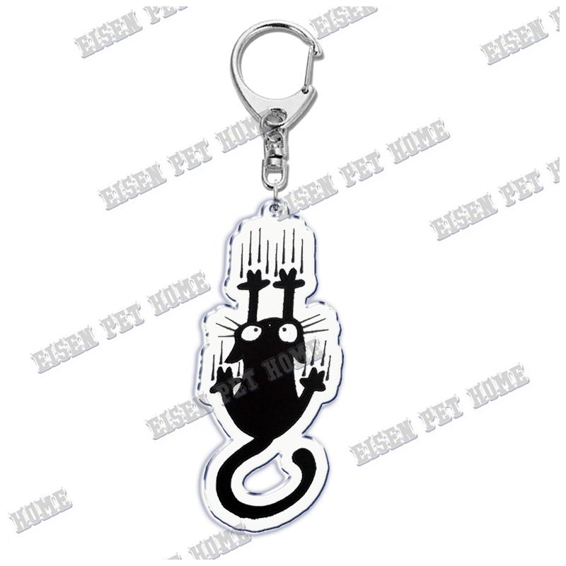 Cute Cartoon Cat Pet Keychain KeyRing Fashion Funny Black Cat Popular for Bag Pendant Llaveros Aaccessories Gift