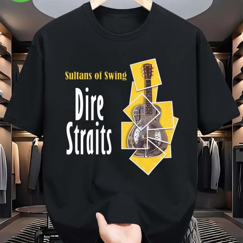 Unisex Dire Straits Nv Sultans Of Swing Grafik T-Shirt Vintage Band T-Shirt Mit Gitarren-Design Auf Dem Rücken
