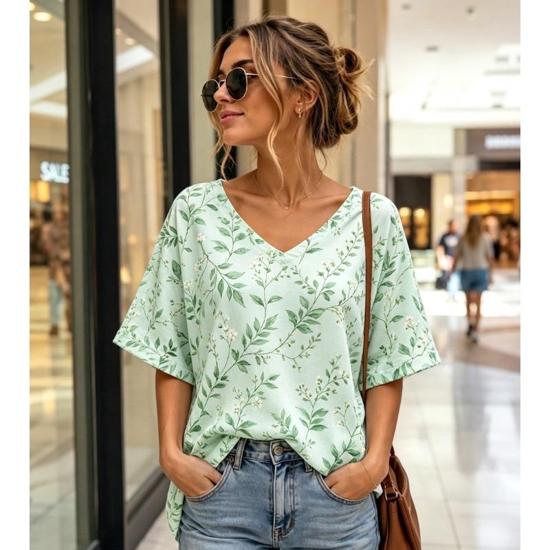 Summer Polka Dot T-Shirts 3D Print Fashion Women's V-Neck Short Sleeve T Shirt Y2K Casual Tees Harajuku Tops Female Clothing