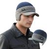 Men's Winter Ear Protection Fleece-Lined Wool Hat - Knitted Duckbill Design, Outdoor Color Block Warmth.