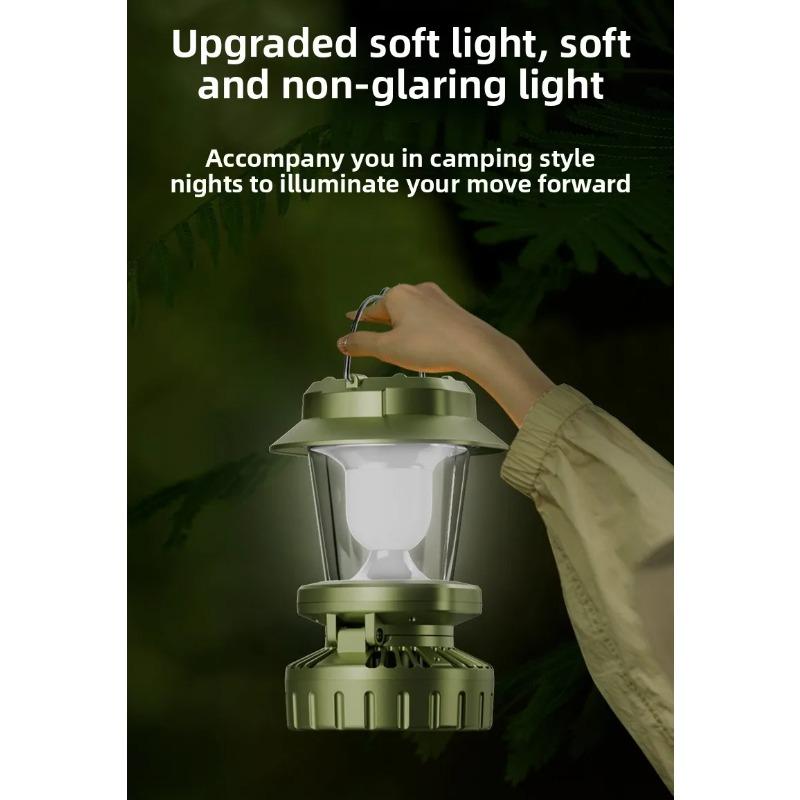 Barbecue fan camping light rechargeable tent environmental light outdoor portable emergency work light bright flashlight fishing hiking