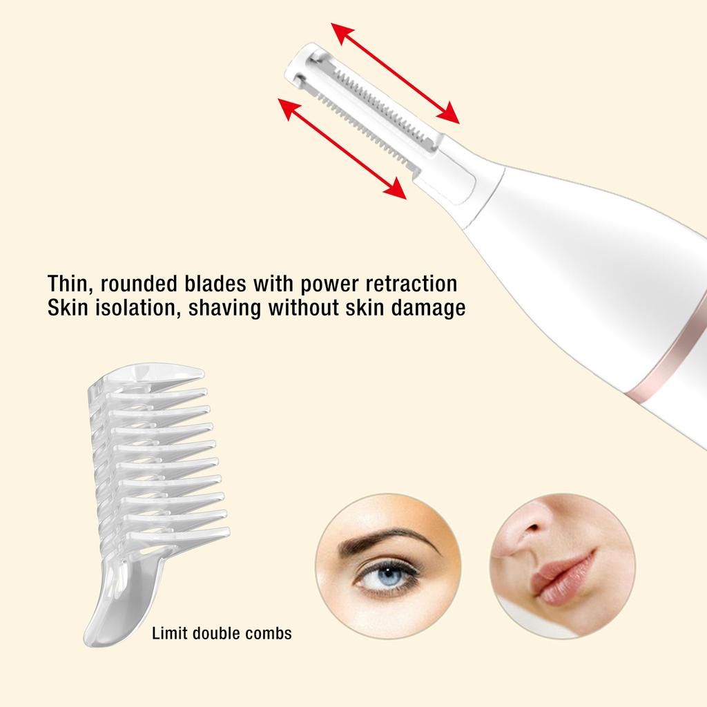 4 In1 Electric Epilator Multifuntional USB 3D Floating Net Washable Women Electric Hair Trimmer Kit for Forehead Nose Lip Armpit Arm