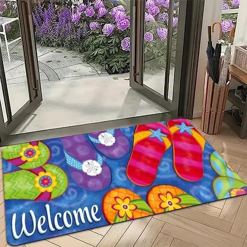 1ks Rohožky se vzorem fialových květin Kuchyňské koberce Protiskluzové Pop design Ložnicové koberce Koupelnová rohožka Koberec pro domácí dekoraci dřezu, prádelny