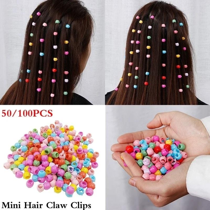 

New Mixed Colored Hyunya Style Small Hair Clip Cute Plastic Bead Braider with Bangs and Small Claws Sweet Headwear for Women 50pcsMix colors