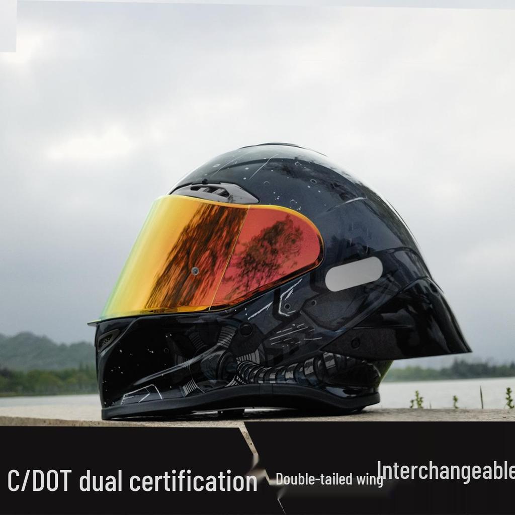 NBTK R50 DOT Full Face Helmet with Large Spoiler for Sportbikes & Cruisers - Spring/Autumn Use
