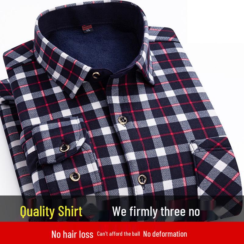 2024 Herren Kariertes Langarm Dickes Warmes Hemd für Herbst und Winter