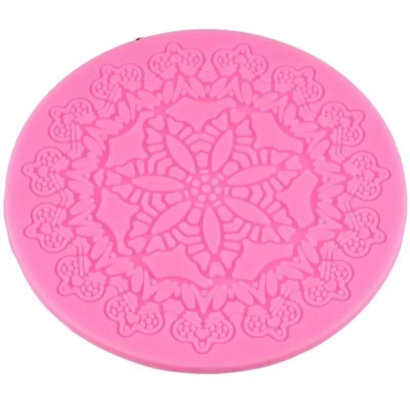 1Pcs Kitchen Baking Tools Round Crown Shape Cake Silicone Mat Cake Decorating Tools Kitchen Baking Silicone Lace Molds