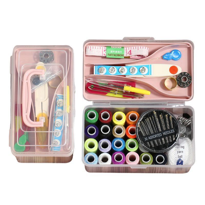 Portable Multicolor Needle & Thread Kit: Multifunctional Storage Box for Household Mending.