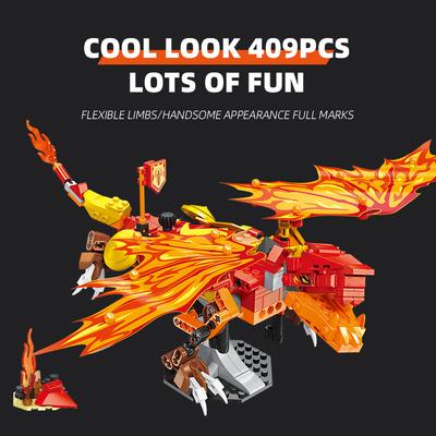 Non-Toxic 409Pcs Fire Dragon Building Blocks Flying Dragon Animal Model Bricks Creative Desktop Decoration Children Diy Toys Kids Holiday Gifts