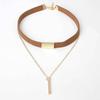 Fashion Choker Chain Strip Necklace Women Girls Double Chain Pendant Collar
