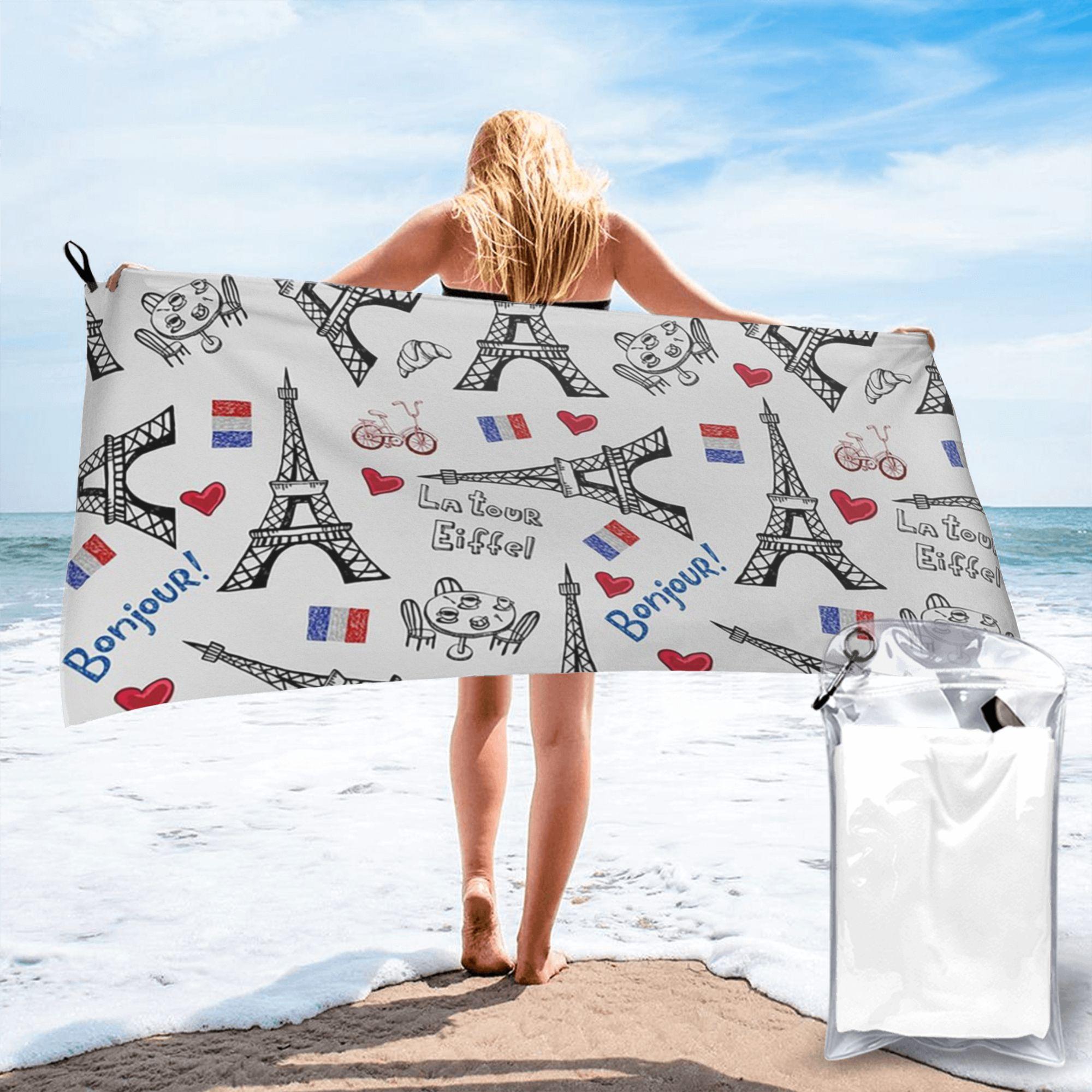 Jmg Household Supplies Addicted To Paris France Beach Towel Soft Microfiber Quick Dry Absorbent Quick Towels For Pool