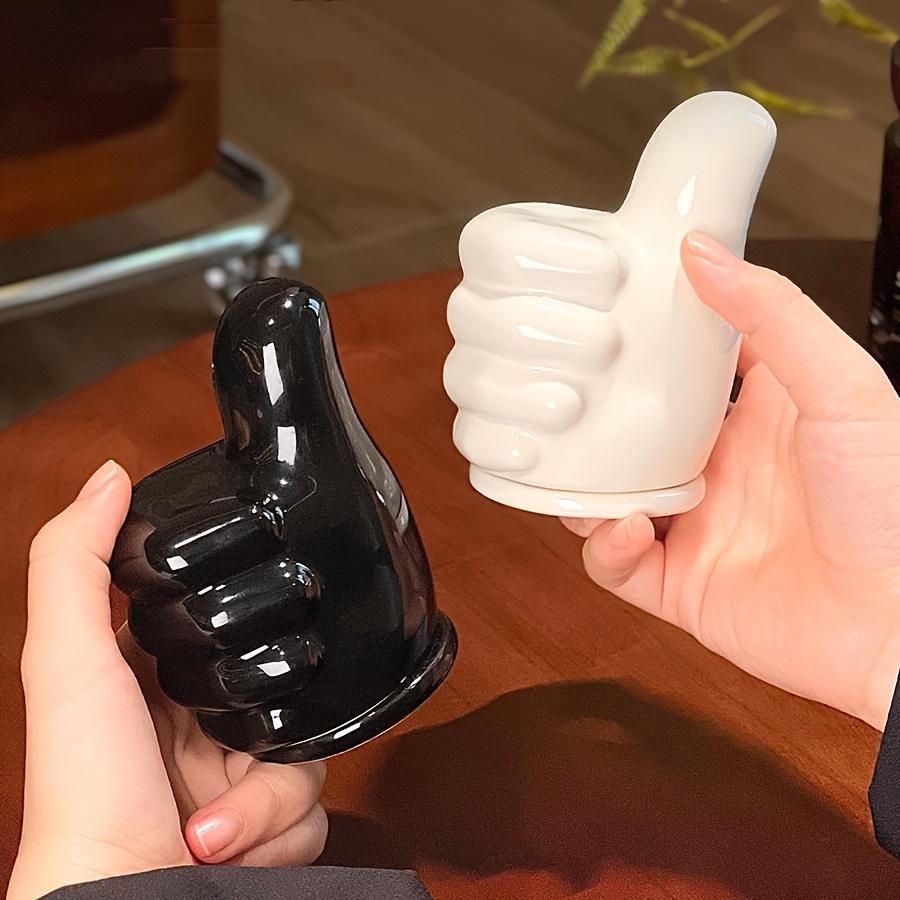 1pc Creative Thumb-Shaped Ceramic Toothpick Holder - Durable Ceramic Kitchen ,Dining Decor, Holds Toothpicks, Swabs , Floss, Red/Black/White,