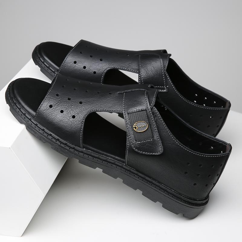 Fashion New Design Mens Half Slippers Monk Strap Loafers Handmade Male Casual Leather Flats Versatile Mules Moccasins Breathable Sandals