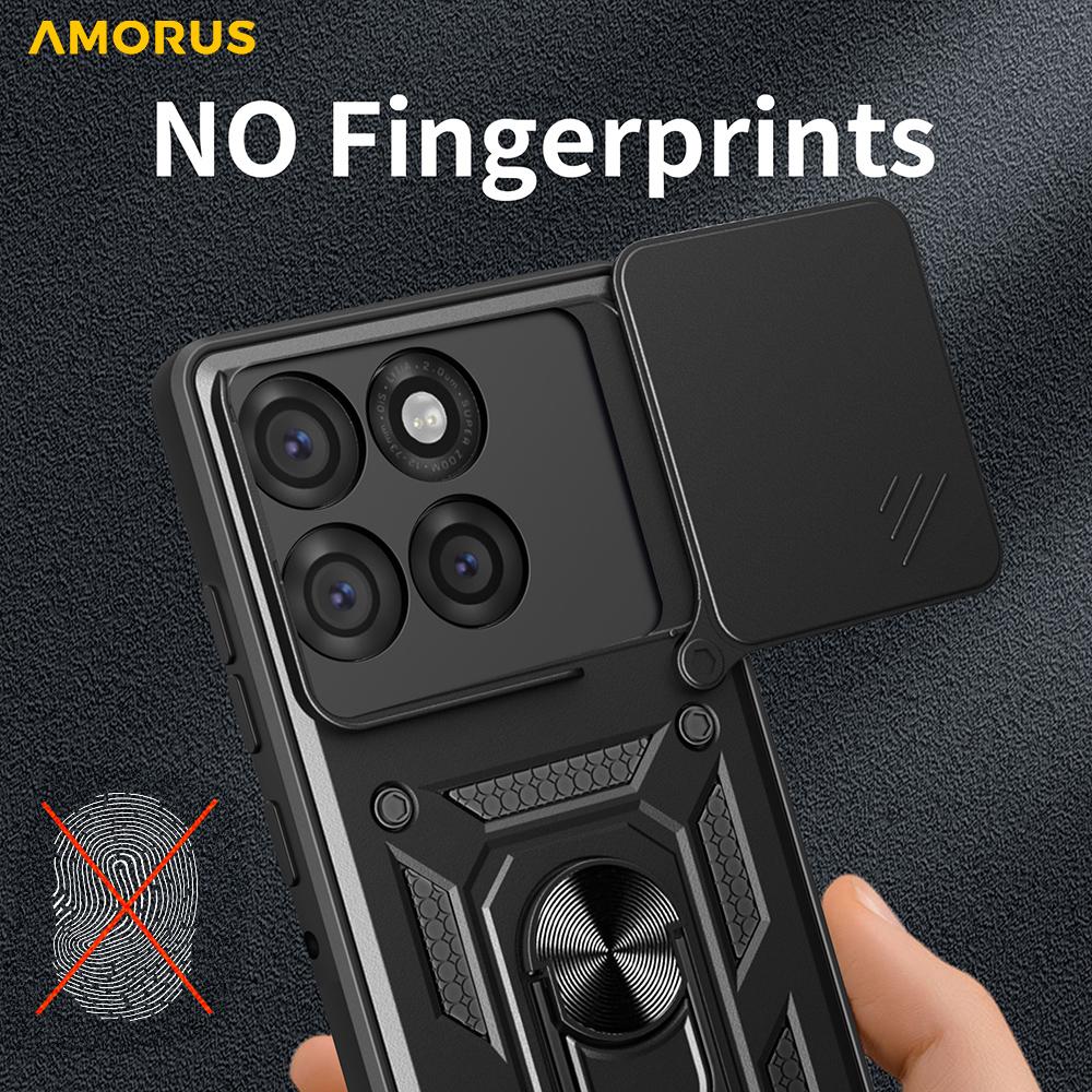 AMORUS For Motorola Edge 60 Pro 5G Case Kickstand PC+TPU Phone Cover with Camera Lens Slider