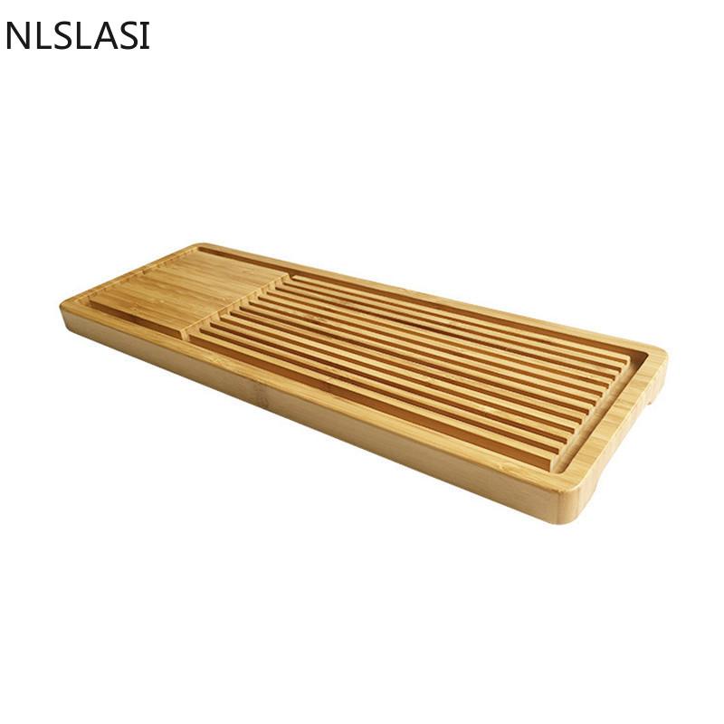 NLSLASI Natural Bamboo Tea Tray Rectangle Tea Accessories Chinese Style Tea Table Tea Tray Household Portable Tea Tray