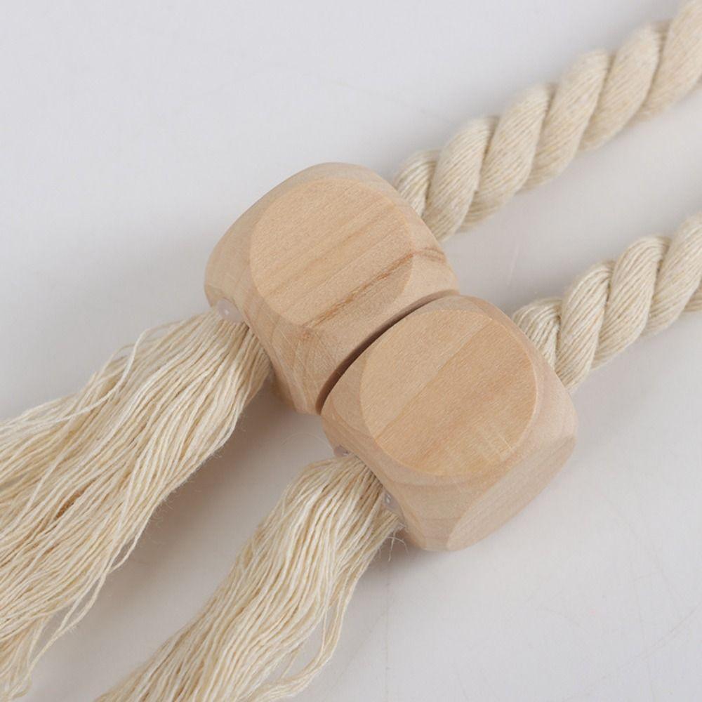 Solid Wood Curtain Tieback Hand-woven Window Curtain Buckles Curtain Rope Holders Living Room