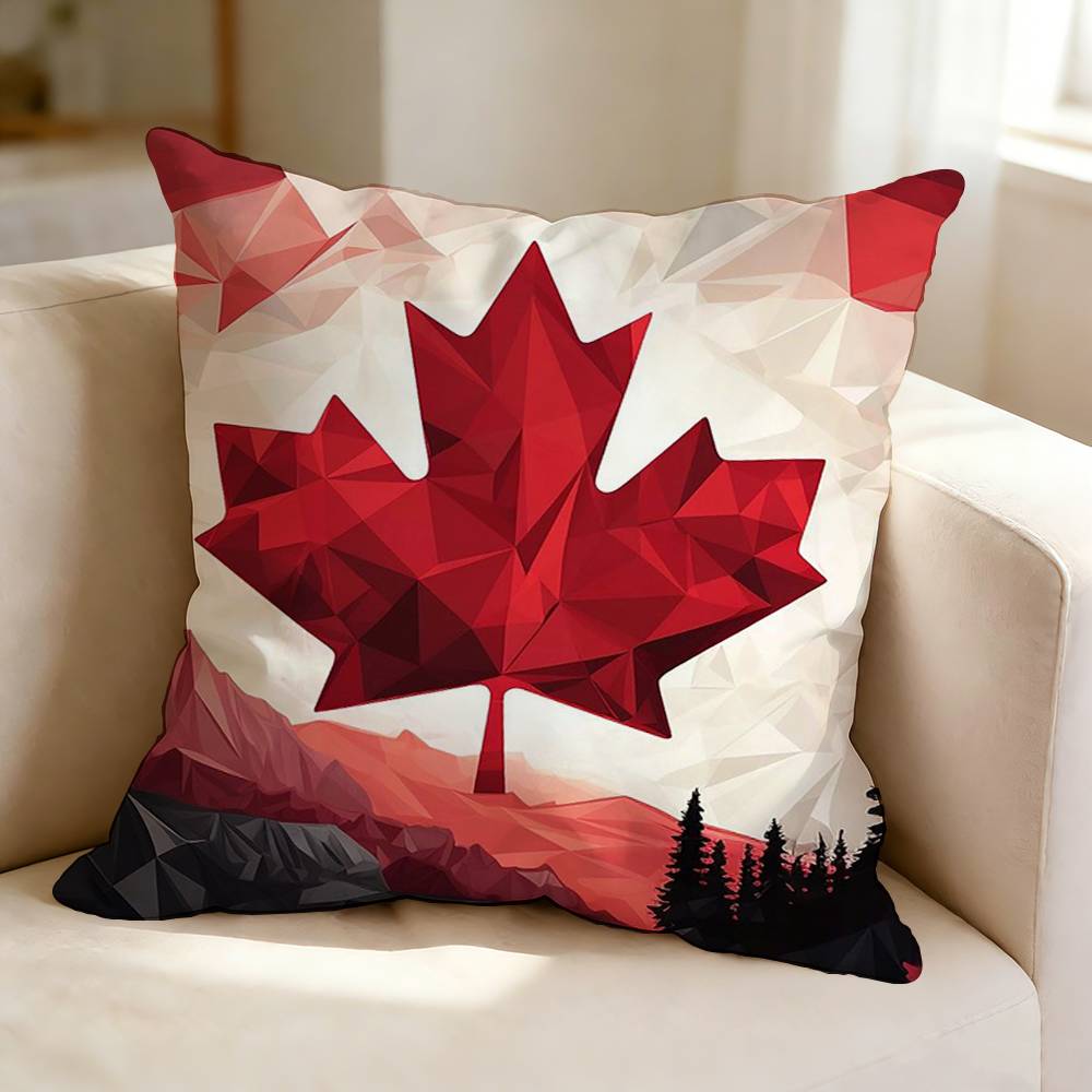 Cool Flag of CCanada Square DoubleSided Printed Pillow Case Bedroom Bedside Pillow Sofa Cushion Cover