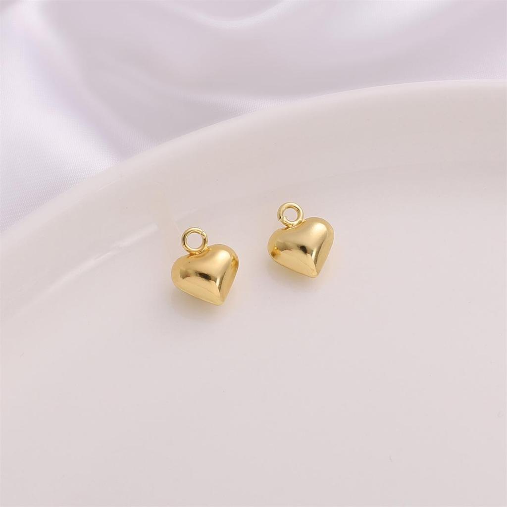 14K Gold-filled Heart-Shaped Pendant Charm for DIY Bracelet/Necklace - Real Gold, Shiny, Color-Preserving.