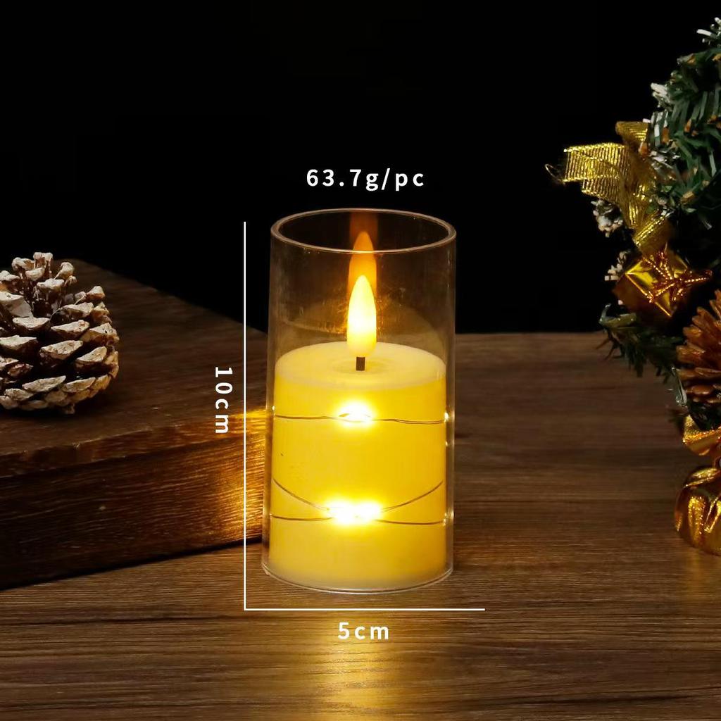 LED Electronic Candle Light Strip with Transparent Lampshade for Bar, Restaurant, KTV, Party, and Outdoor Camping Decor.