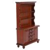 1/12 Scale Dollhouse Cupboard Miniature Display Cabinet Storage Drawers and Double Doors Chestnut