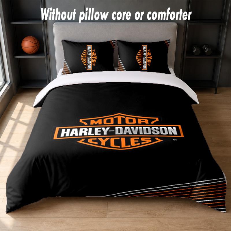 Set Biancheria da Letto Design Harley-Davidson 1 Copripiumino + 2 Federe Morbido Traspirante Biancheria da Letto per la Casa