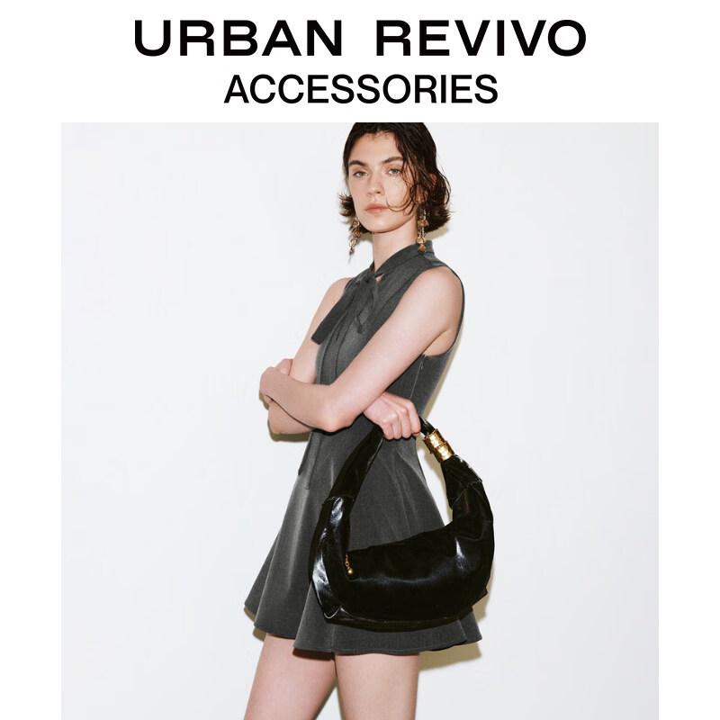 

URBAN REVIVO Women s Pleated Crescent Shoulder Bag One Size