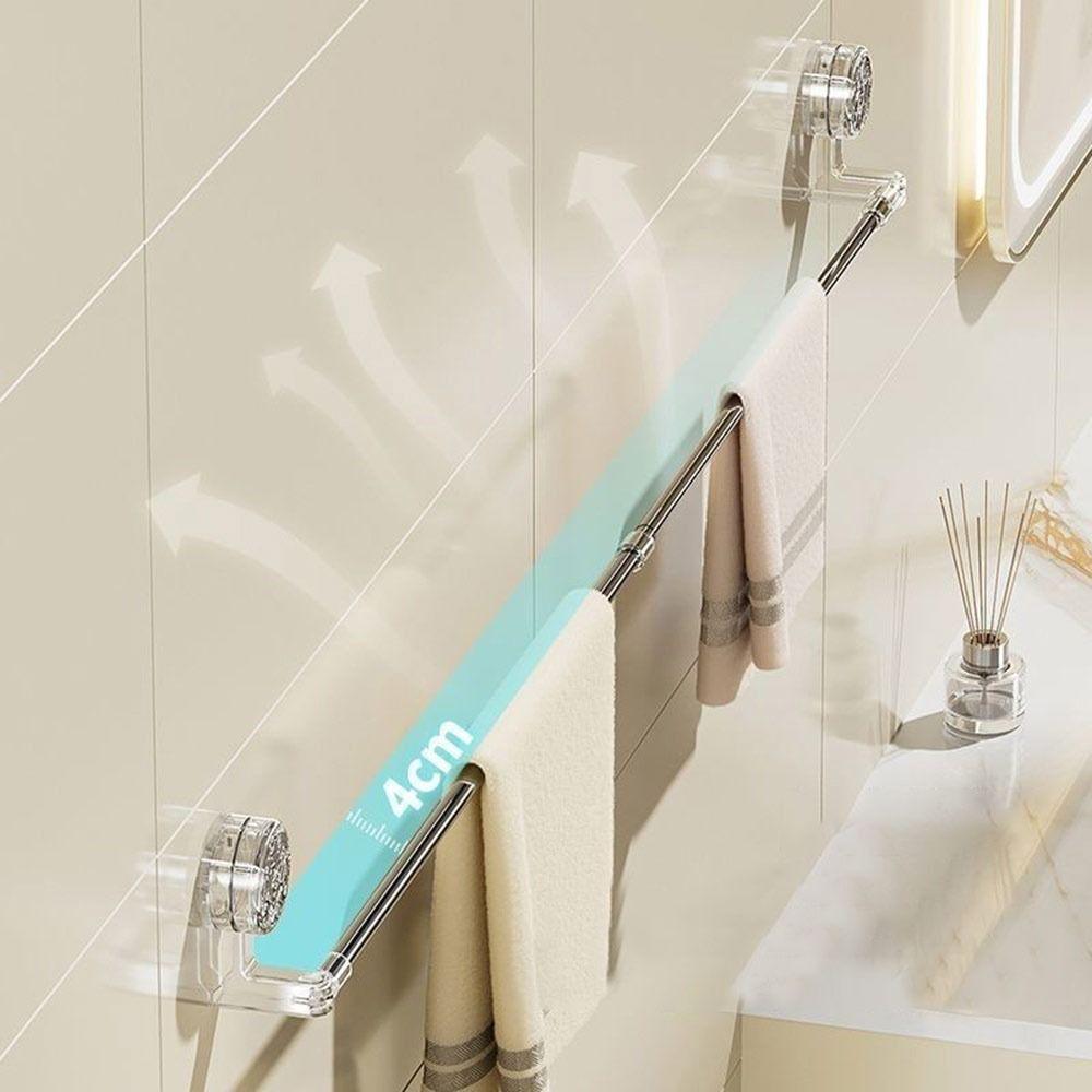 Wall-mounted Suction Cup Towel Rack Rotated Telescopic Towel Bar Towel Holder Hanging Pole