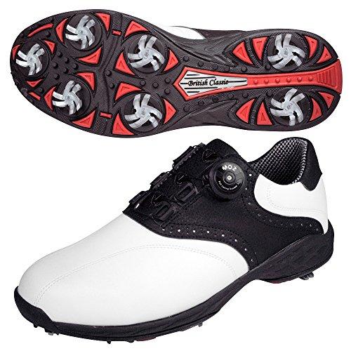 LEZAX British Classic Dial Golf Shoes BCSH-6556 White/Black, Size 26.5cm