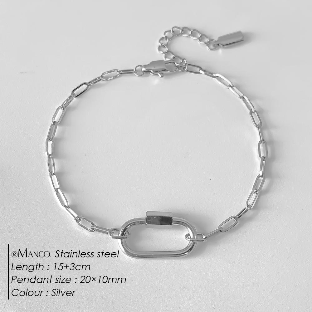eManco Oval Buckle Heads DIY Chain Pendant Bracelet Stainless Steel Jewelry Design Match Charms Bracelets Women Accessories
