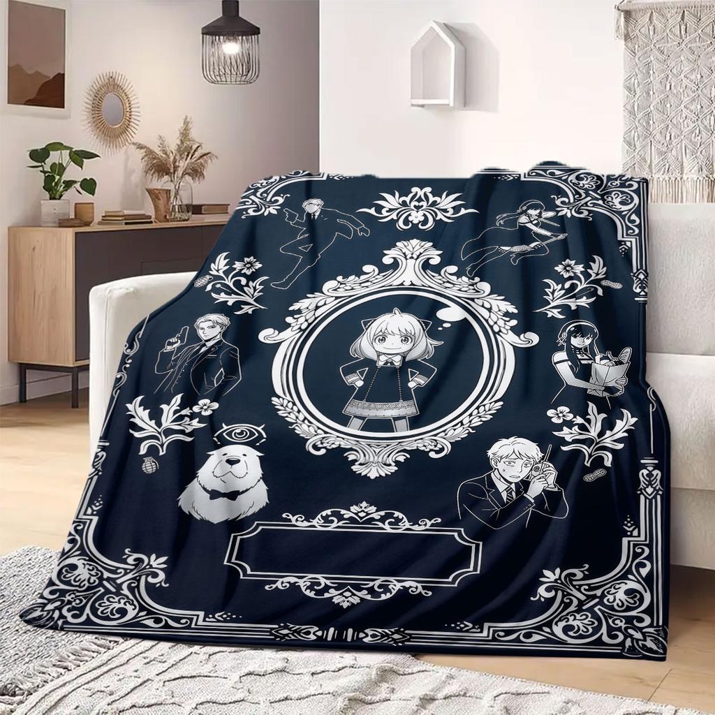 Spy x Family Anime Stil Flanelldecke, Lebendiger Druck für Bett und Stuhl, Warme Heimtextilie, Leicht für den Außenbereich_LIAN