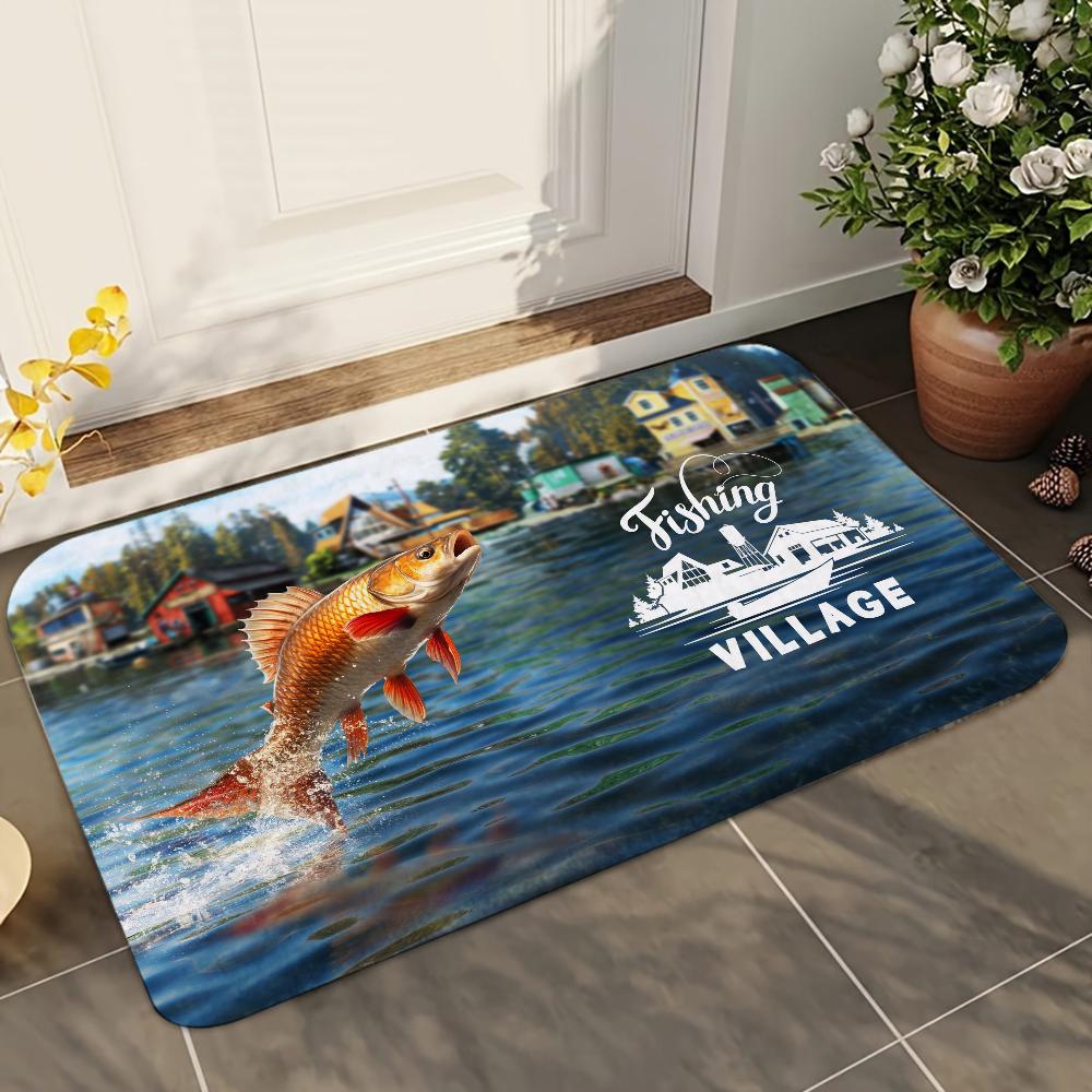 1pc Rapala Fishing Enthusiasts Bathroom Absorbent Mats Anti-Slip Mats Home Decor Supplies Carpets Home Kitchen Floor Mats