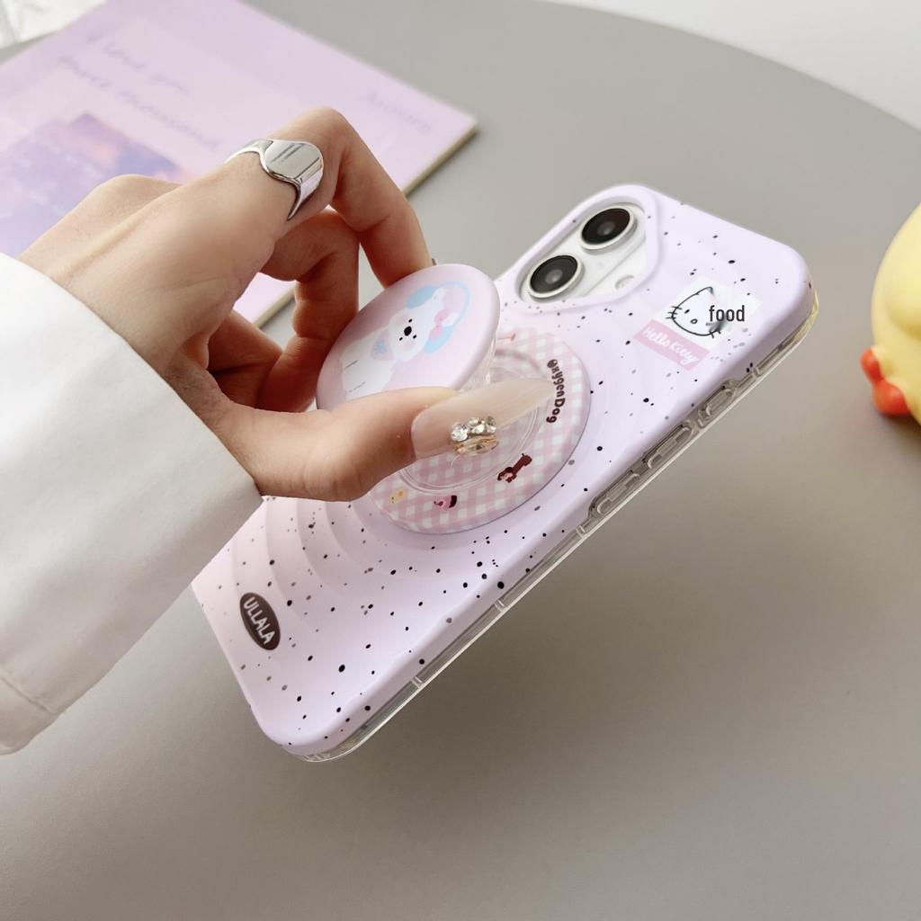 Frosted Cartoon MagSafe Magnetic Phone Stand with Telescopic Airbag Design