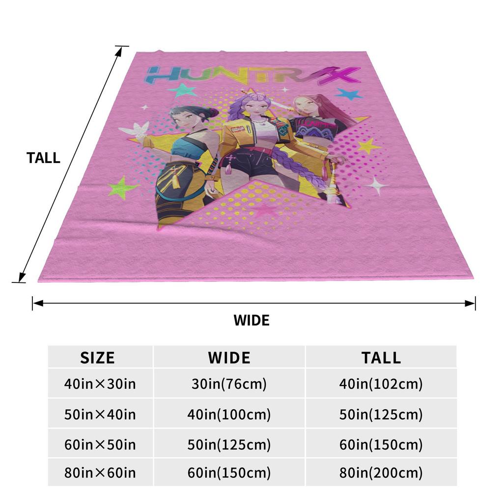Huntrix Kpop Demon Hunters Blankets Zoey Rumi Mira Fuzzy Vintage Warm Throw Blankets for Home Decoration