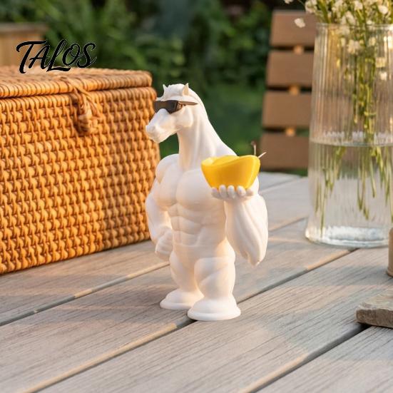 Coole Tierfigur 3D-gedruckte muskulöse Pferdefigur, Skulptur mit Sonnenbrille & Goldbarren, Kreative Desktop-Statue für Erfolg und Wohlstand