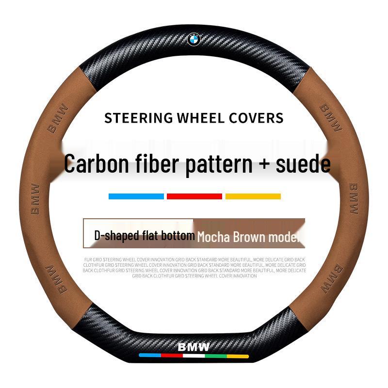 Suede Steering Wheel Cover for BMW 1, 3, 5, 7 Series and X1, X3, X5 Interior Upgrade.