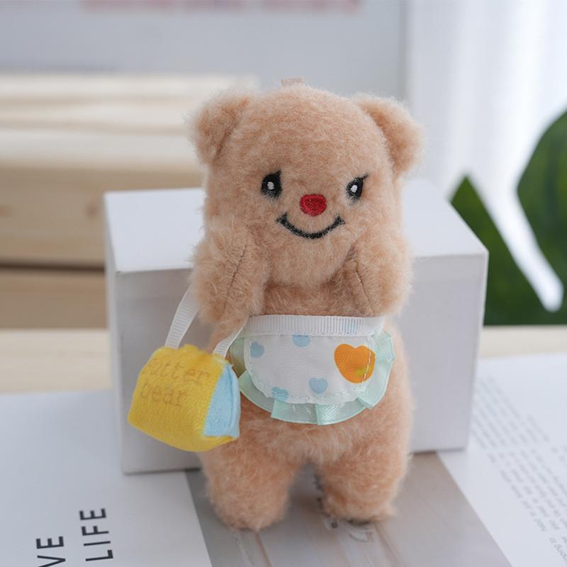 Charming Butter Bear Plush Keychain Soft Long Plush Stuffed Animal For Bags Backpack