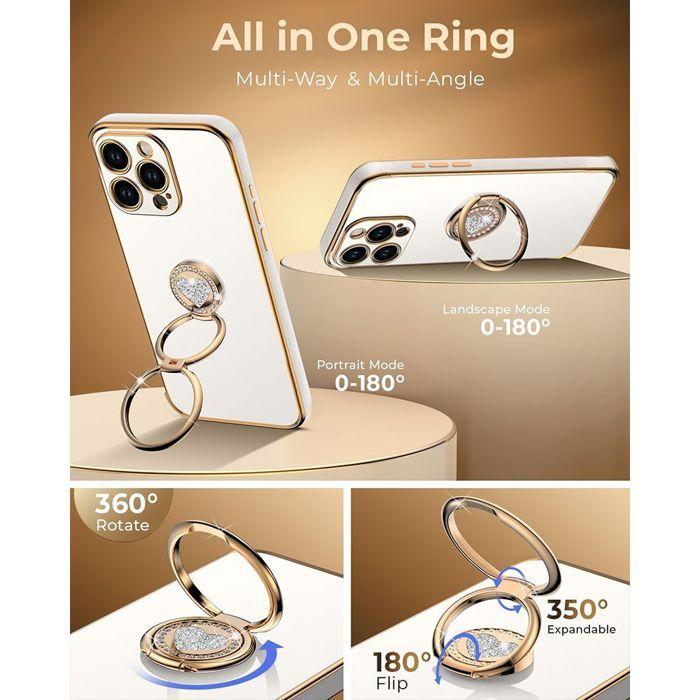 Coque de Protection - BOOLING - pour iPhone 17 - Silicone Souple Antichoc avec Anneau et Cordon - Blanc