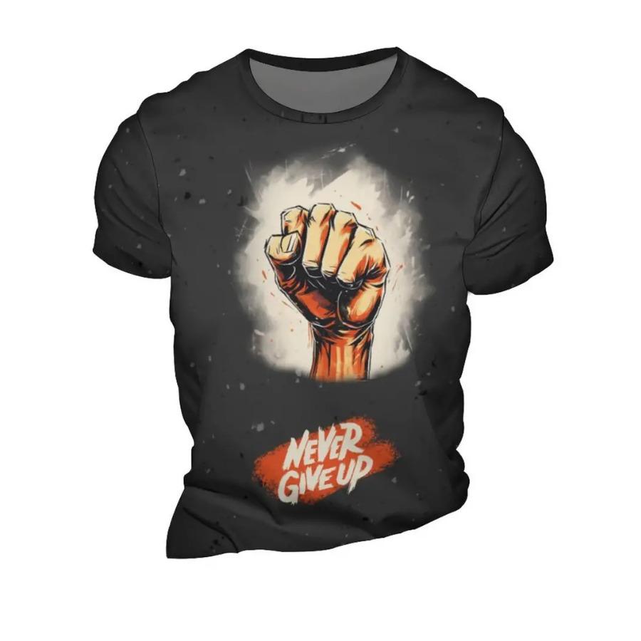 lus Size Mens Graphic Short Sleeve T-Shirt - Relaxed Fit, Crew Neck, Slight Stretch, Patterned Polyester Top for Outdoor Sport and Leisure