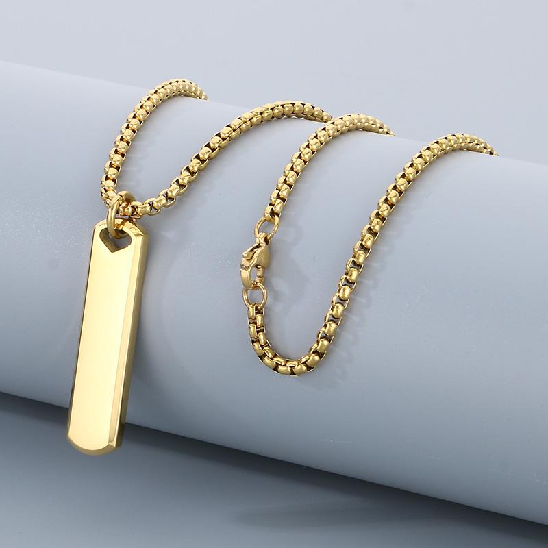 Einfache rechteckige Edelstahl-Anhänger-Halskette für Männer Hip-Hop Personalisierbare Charms Schmuck Stereoskopische geometrische Accessoires