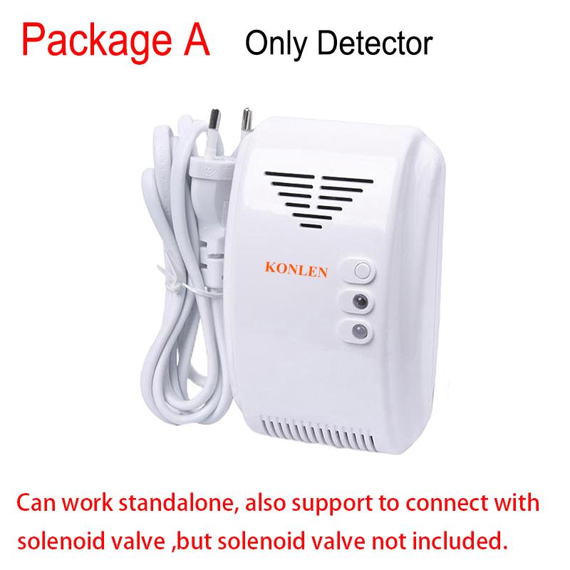 KONLEN LPG Natural Gas Leakage Detector Wireless 433Mhz Sensor With Solenoid Valve Detector