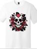 Unisex Vintage Skull & Roses Gift T-Shirt Gothic Skeleton Floral Graphic Tee