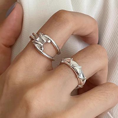 Curved Line Open Ring Women's INS Cold Wind Niche Senior Sense Versatile Everyday Trendy Hand Jewelry Accessories