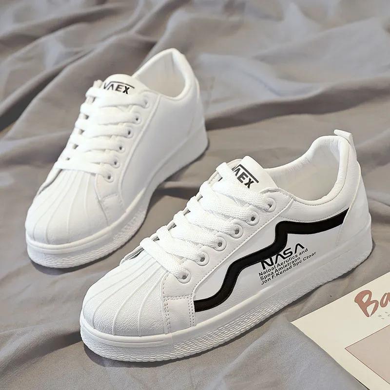 Frühling Neue Freizeitschuhe Peplum Damenschuhe Studenten Kleine Weiße Schuhe Damen Flache Schuhe Board Schuhe 35 white
