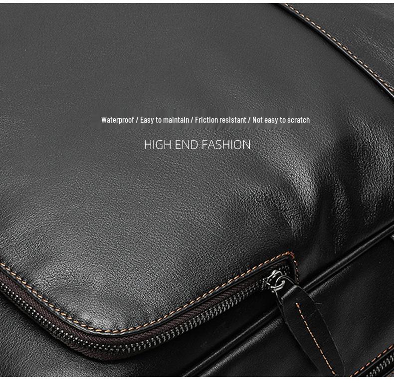 Genuine Leather Men's Large Capacity Backpack - European & American Style, Outdoor Cowhide Business Travel Computer Bag