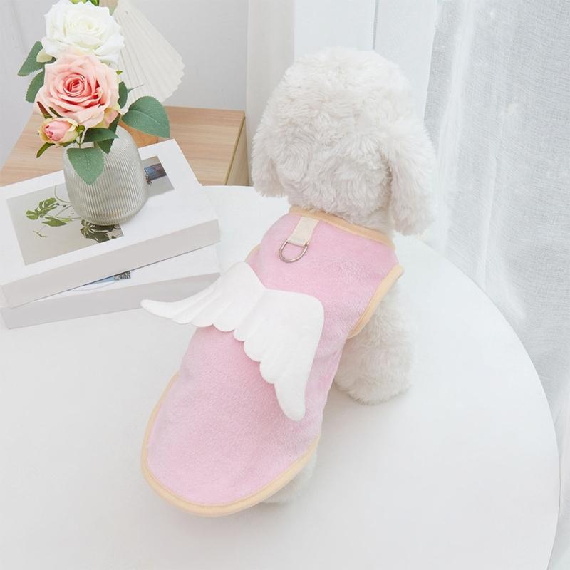 Hundefell Flauschige Einfache Flauschige Weste für Mittlere, Große Hunde Weiche Einfarbige Kleidung Cartoon Flügel Pullover Frühling Pyjama