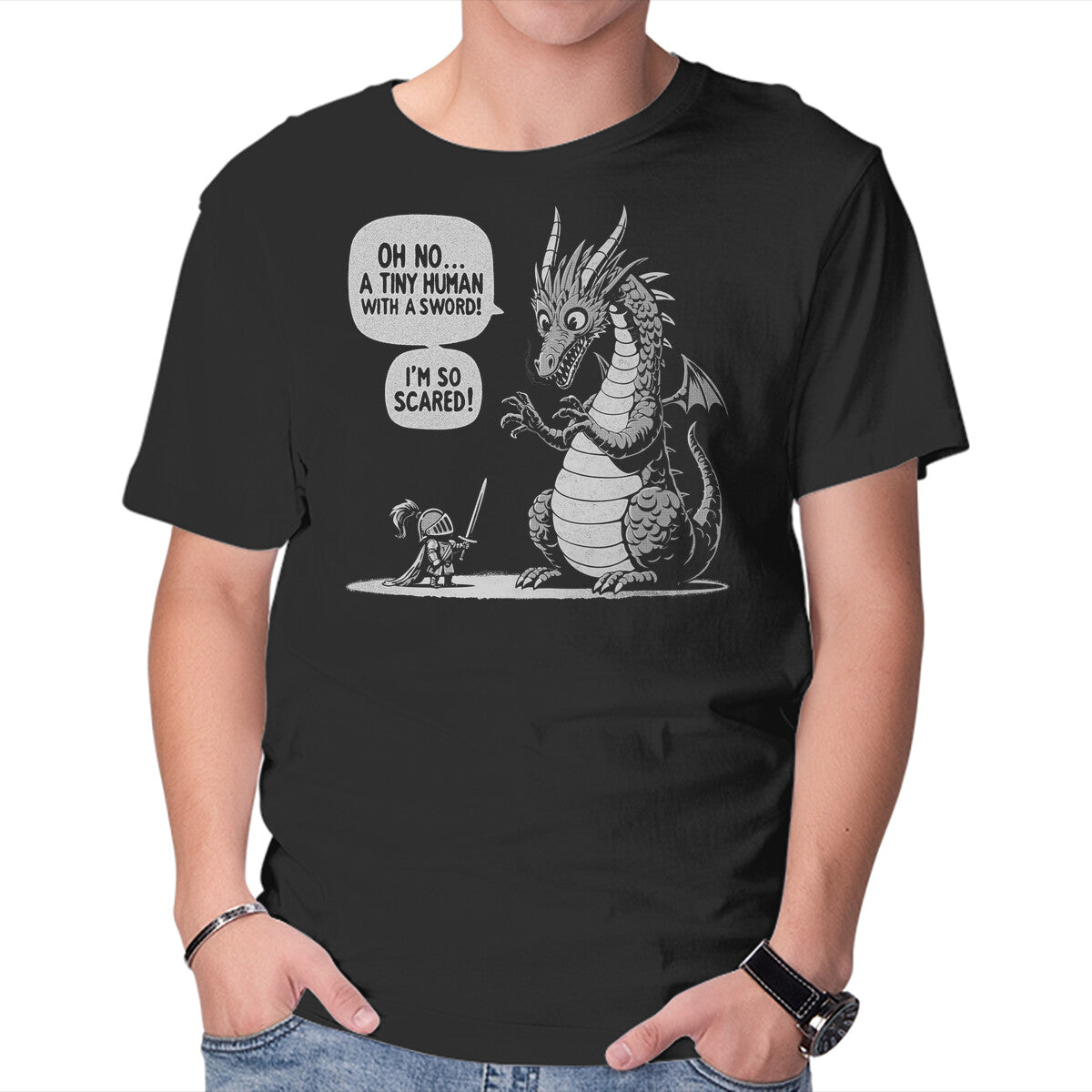 Unisex Crew Neck T-Shirt Sarcastic Dragon Graphic Short Sleeve Casual Tee M