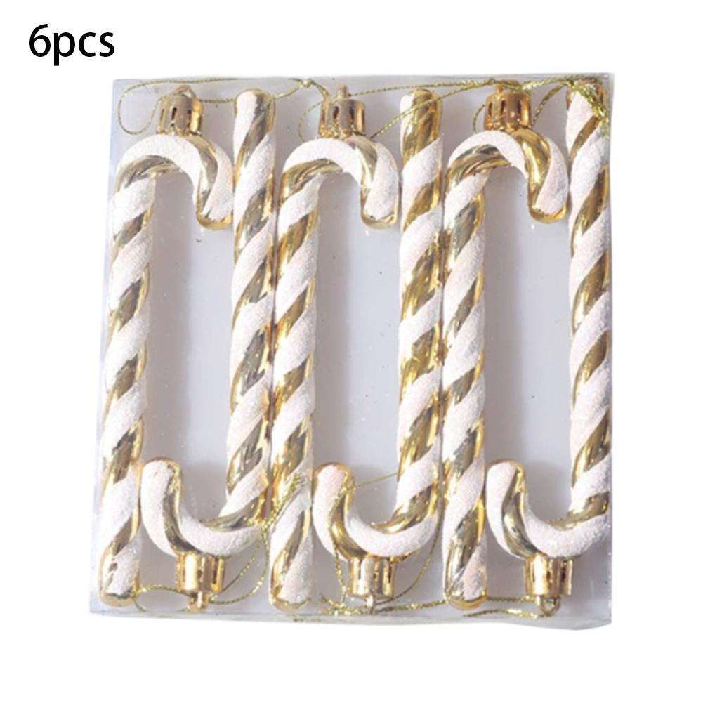 Christmas Tree Candy Decorations 6PCS Plastic Candy Cane Hanging Ornament 2025 Xmas Home Party Supplies Decor