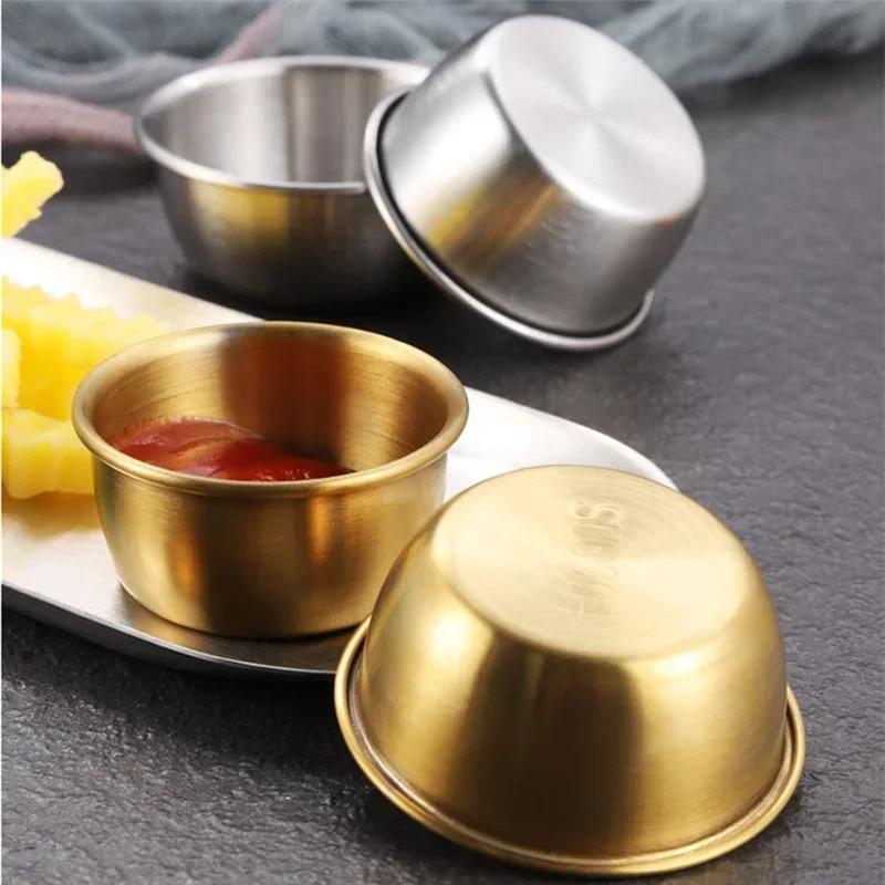 Small Seasoning Dish 304 Stainless Steel Kitchen Sauce Cup Ketchup Dipping Bowl Appetizer Plates Sushi Vinegar Soy Saucer Dish
