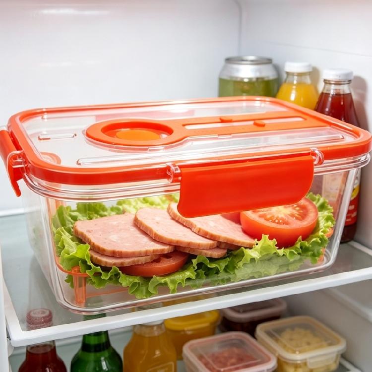 Fridge Storage Box with Draining Basket, Locking Lid Food Container for Fruit and Vegetable Storage in Refrigerators